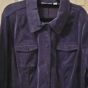 CROFT AND BARROW BRAND WOMEN'S PERIWINKLE CORDUROY SHIRT JACKET SIZE XL